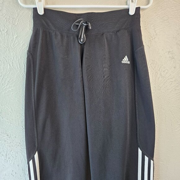 Adidas Track Pants 3 Stripe Black Size Small Stretchy Athletic Workout Pull On - Picture 3 of 12